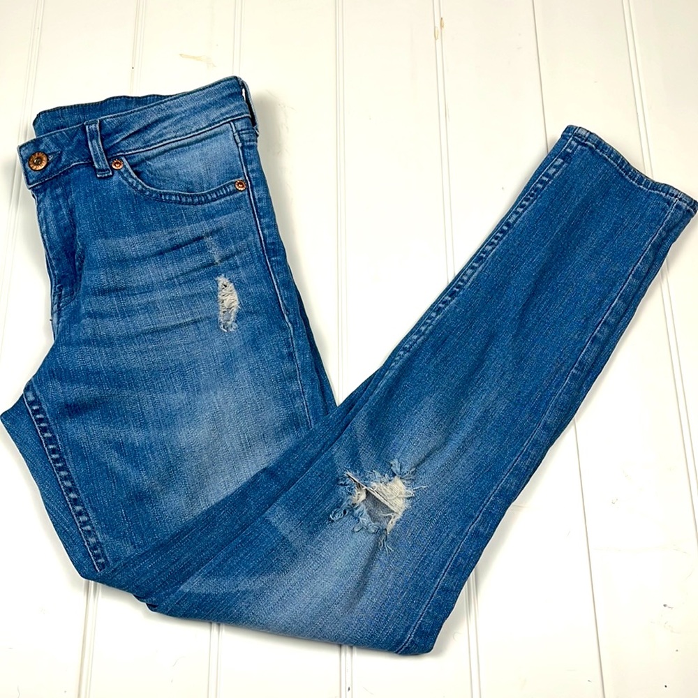 Divided H&M Distressed Denim Skinny Jeans Size 8